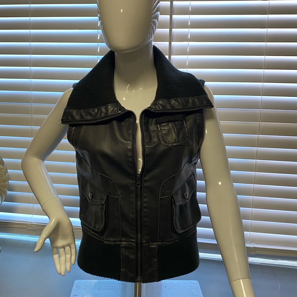 Faux leather vest, dark brown, gently used, vanity brand, size medium